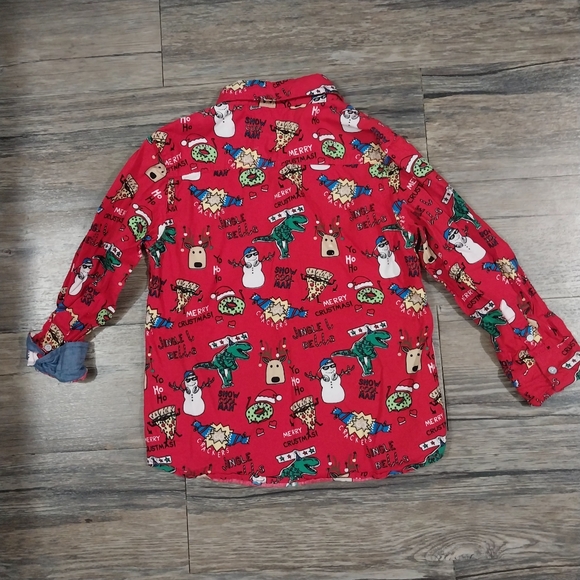 Free Plant Christmas Holiday Shirt Size 5 Boys Red Jingle Bells Toys Button Down - Picture 2 of 4